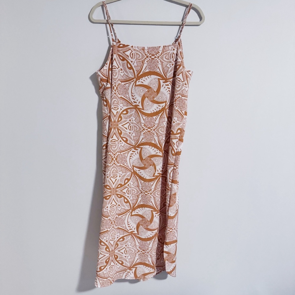 Manuhealii - Cream and Orange Printed Midi Dress - Picture 5 of 5